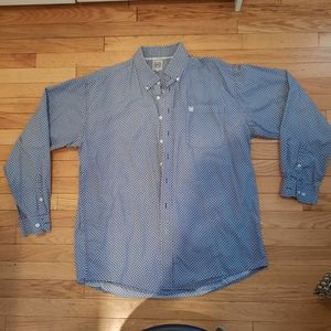 Cinch Men's Collared Button Down Shirt Blue Diamonds over Maroon